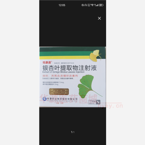 优选 银杏叶提取物注射